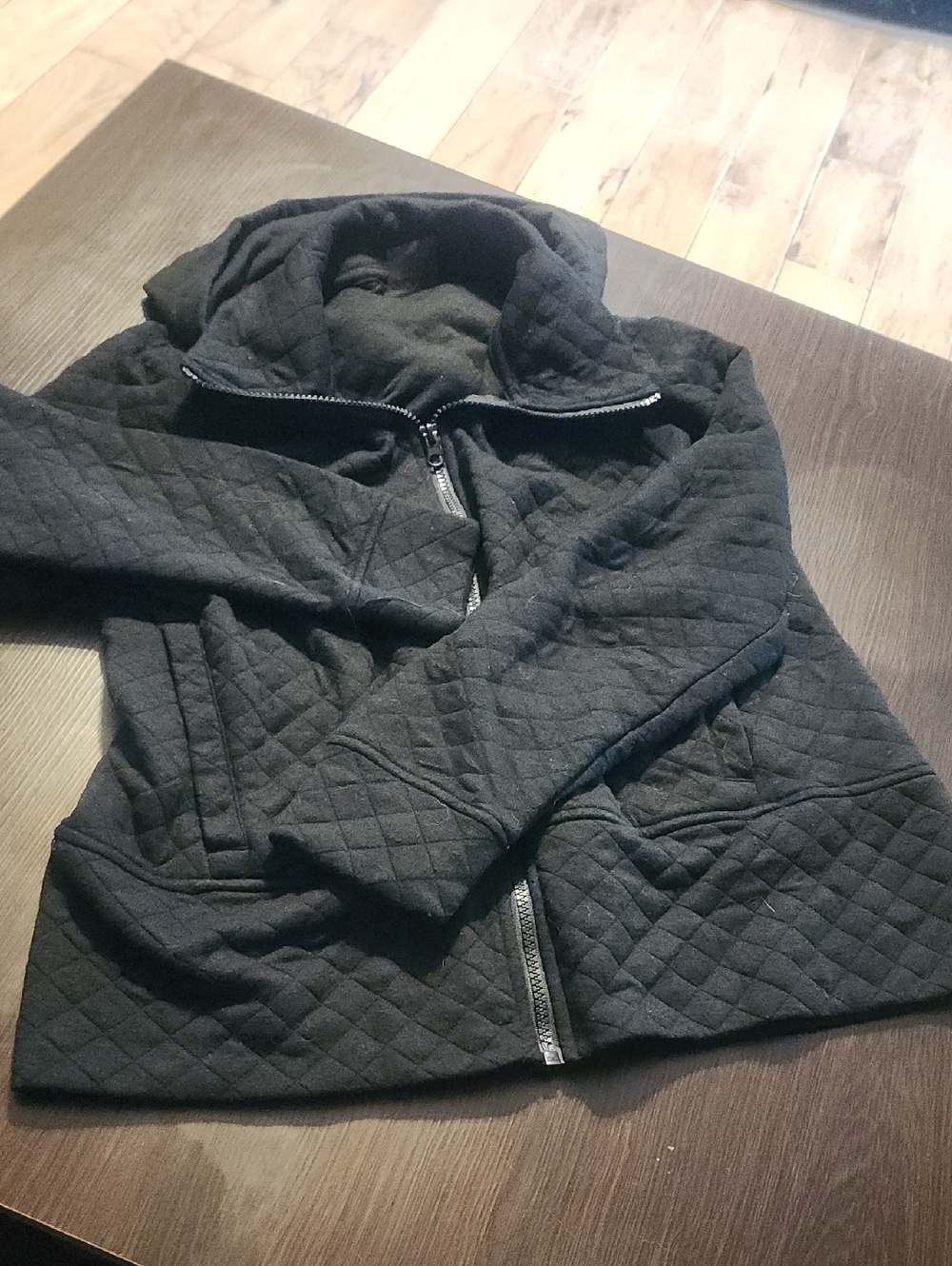 Quilted Black Women's Jacket with Hood